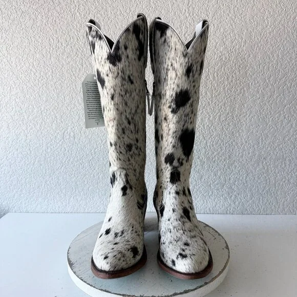 Lane Boots Womens Cowhide Cowboy Boots Tall Black Western Cow Skin Size 9.5 NEW - Picture 7 of 14